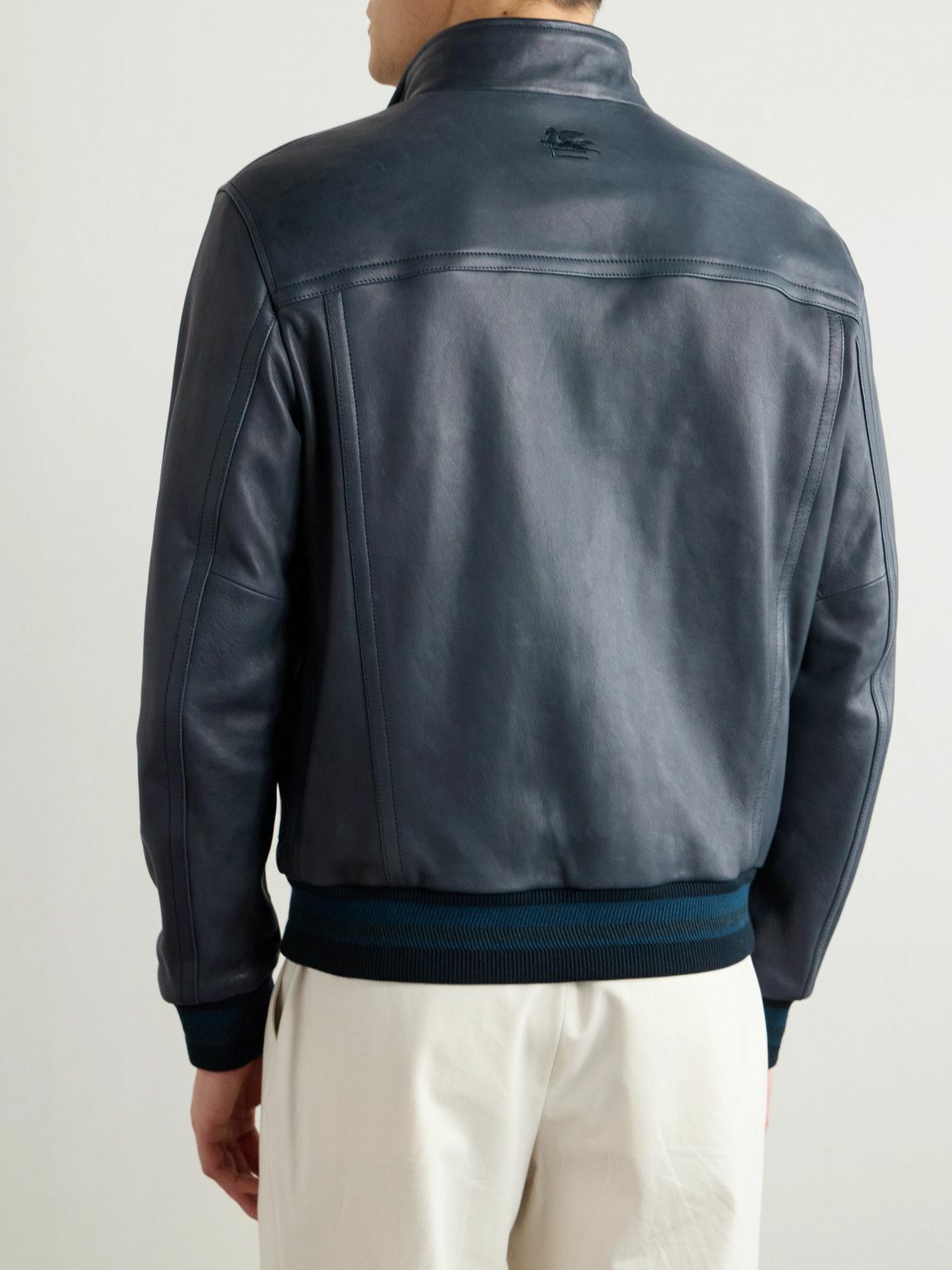 Etro - Leather Bomber Jacket - Blue