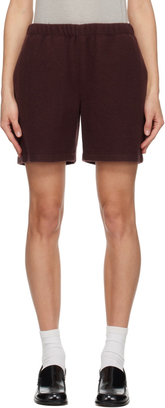 Photo: Rier SSENSE Exclusive Burgundy Fleece Shorts