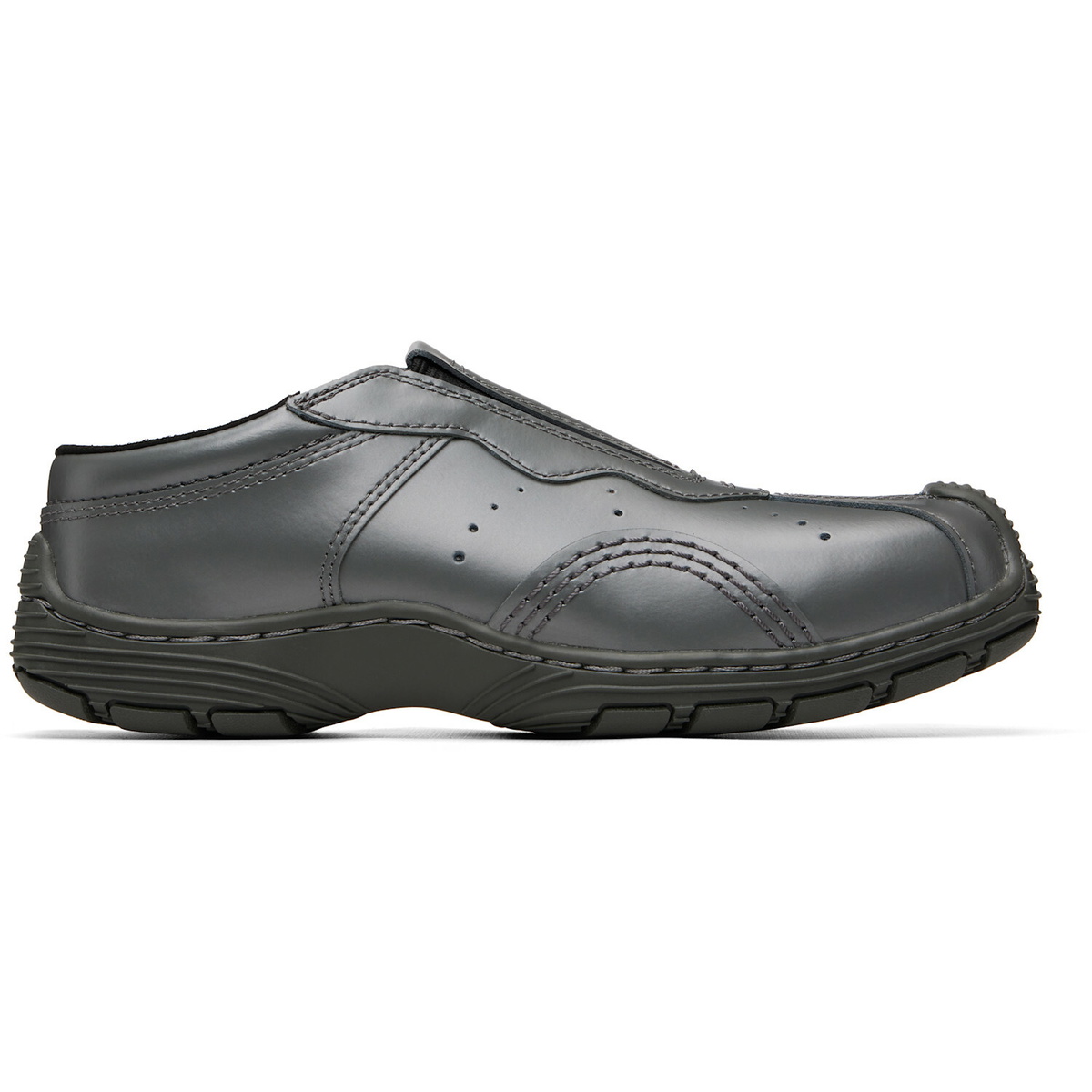 Dr. Martens Gray Aurix Satin Finish Leather Mule Loafers