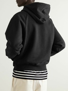 AMI PARIS - Logo-Embroidered Cotton-Jersey Hoodie - Black