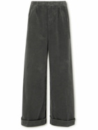 Aspesi - Wide-Leg Cotton-Corduroy Trousers - Gray