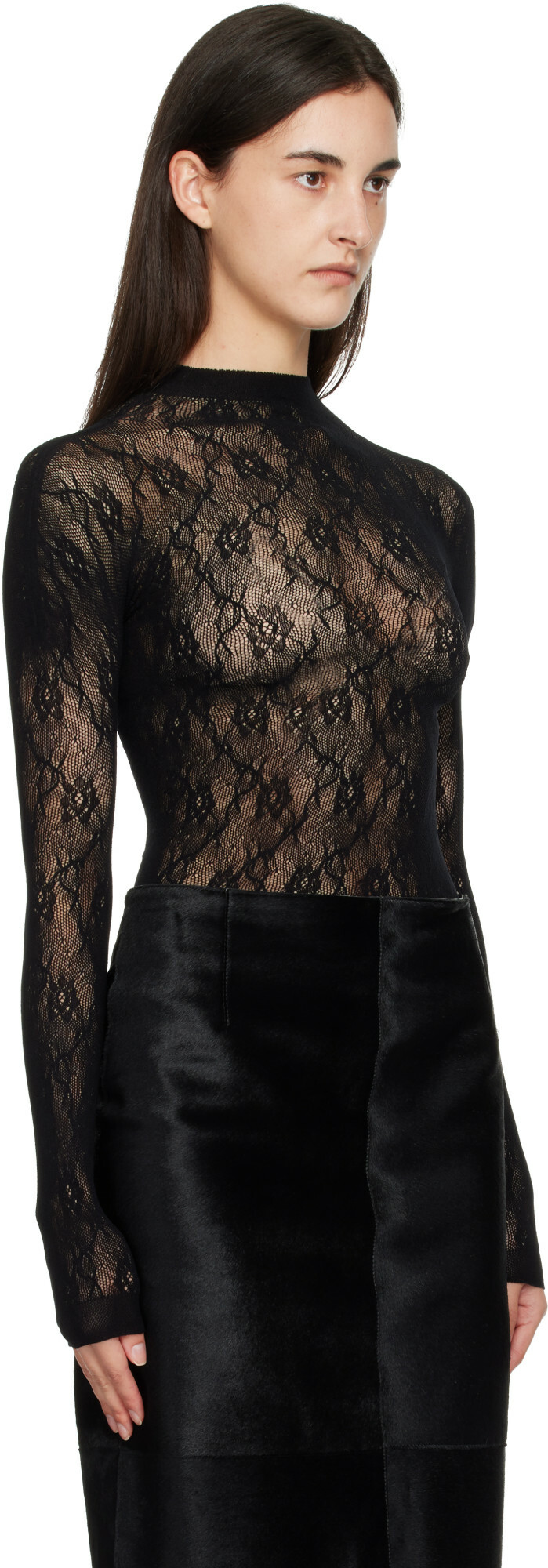 Swedish Stockings Black Nova Lace Top