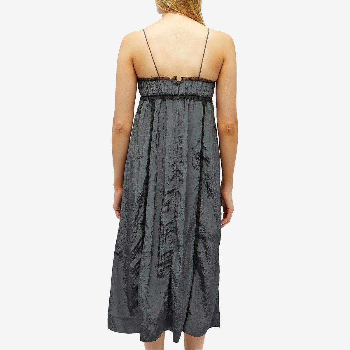knee length dresses for ladies Rent Ganni Duchesse Strap Black Midi Dress