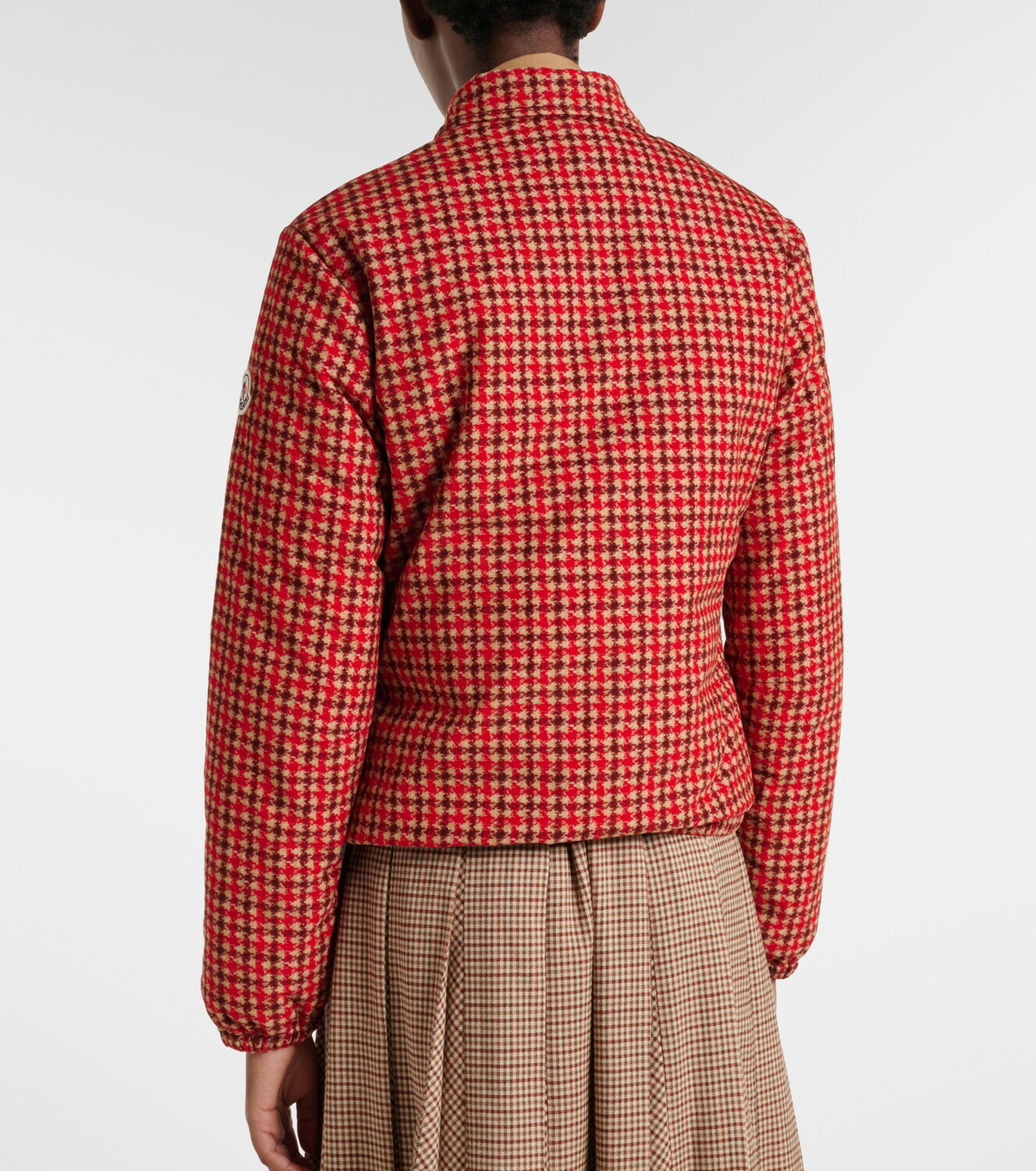 Moncler Lanset houndstooth cotton down jacket