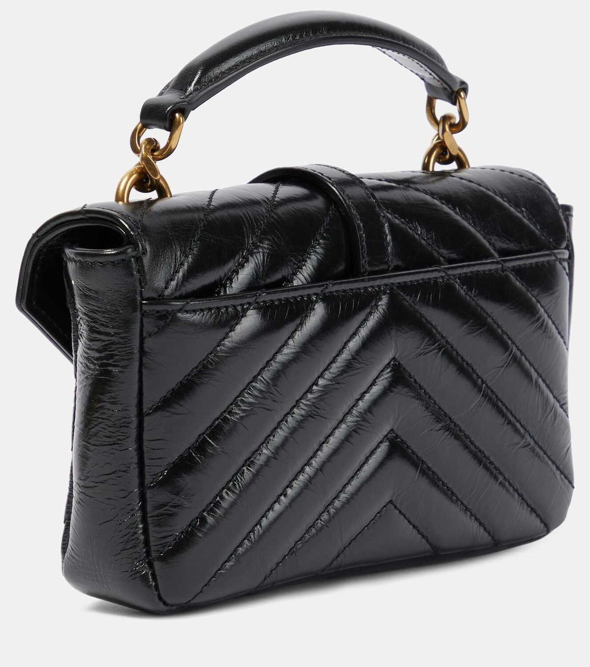 Saint Laurent College Mini metalassé leather shoulder bag