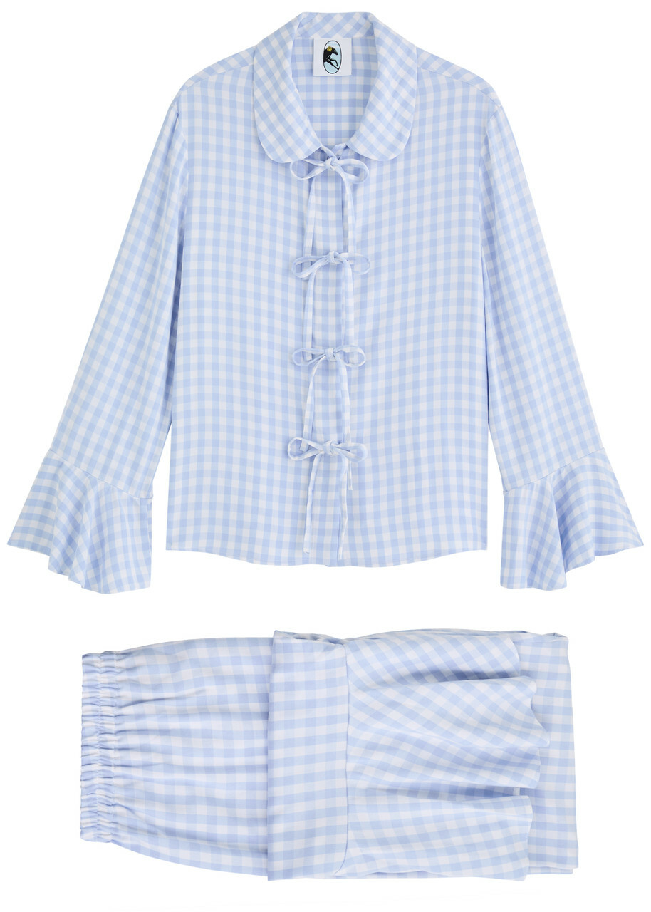 Sleeper Nebula Checked Twill Pyjama set Blue And White