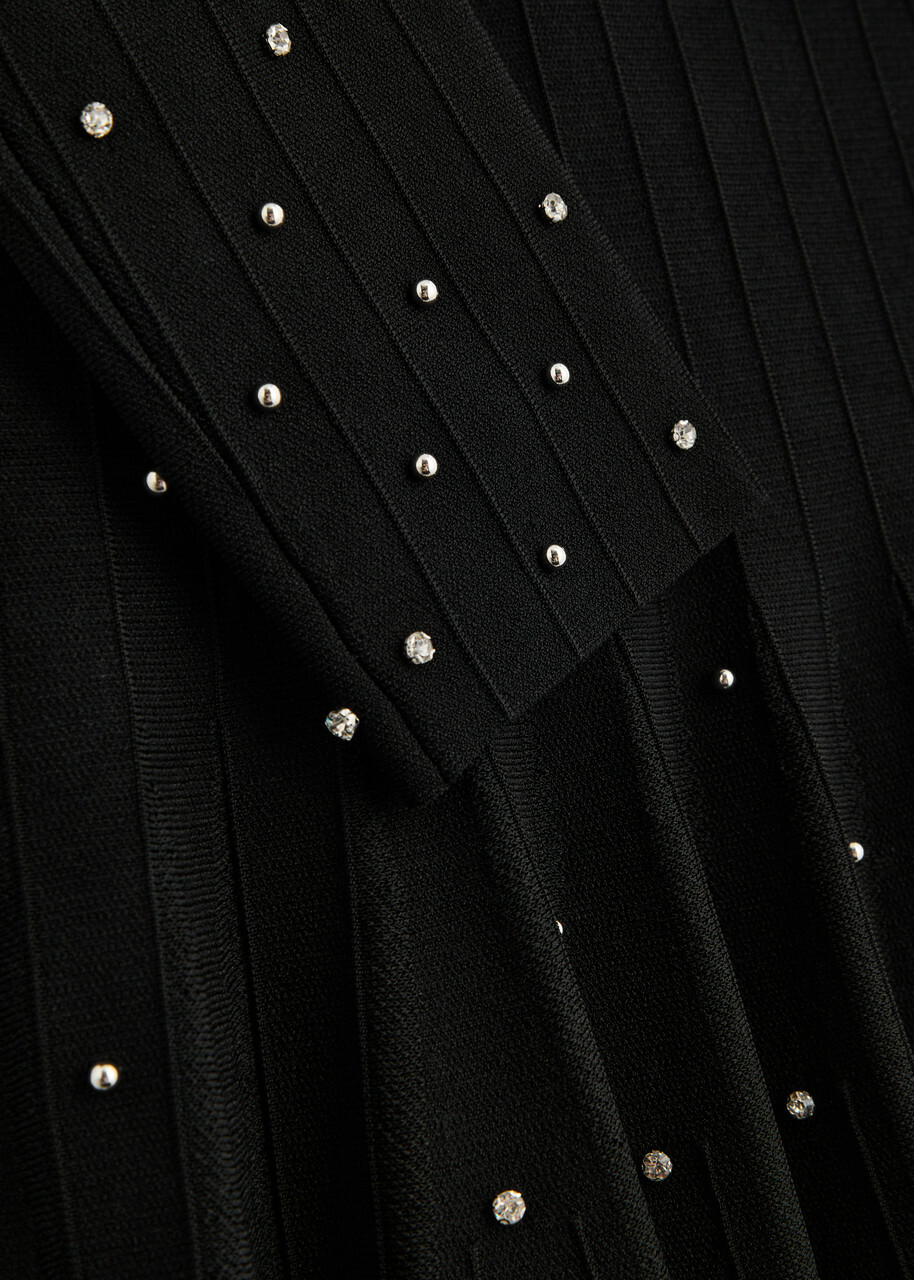 Simkhai Embellished Stretch-knit Mini Dress Black