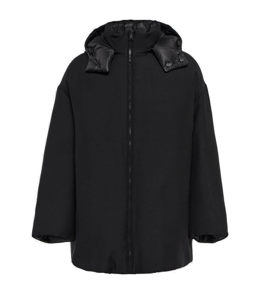 Valentino Logo Print Hooded Down Jacket Black & Red Valentino