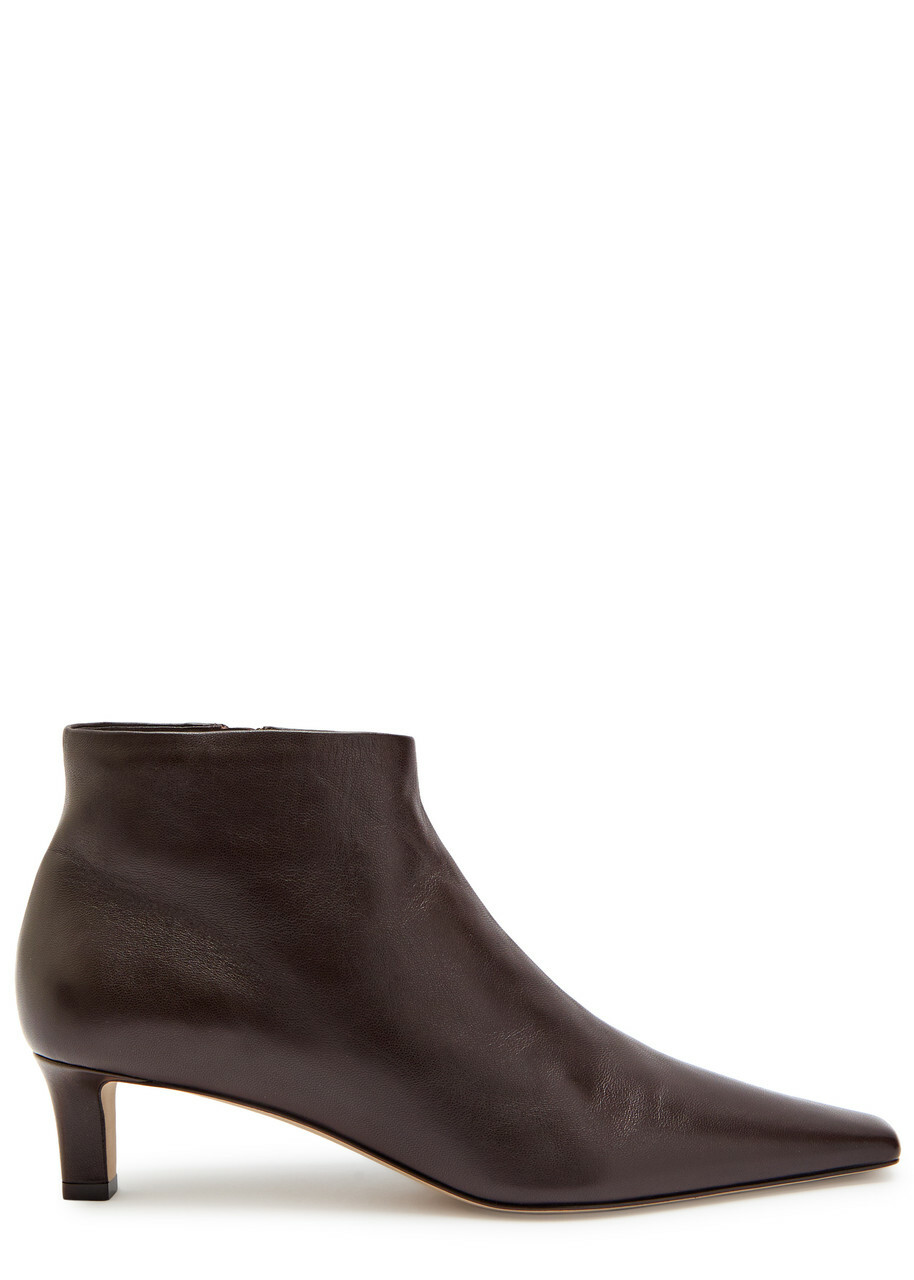 The Row Carla 45 Leather Ankle Boots Brown