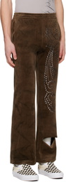Praying Brown Velvet Flared Sweatpants