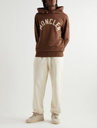 Moncler - Logo-Embroidered Cotton-Jersey Hoodie - Brown