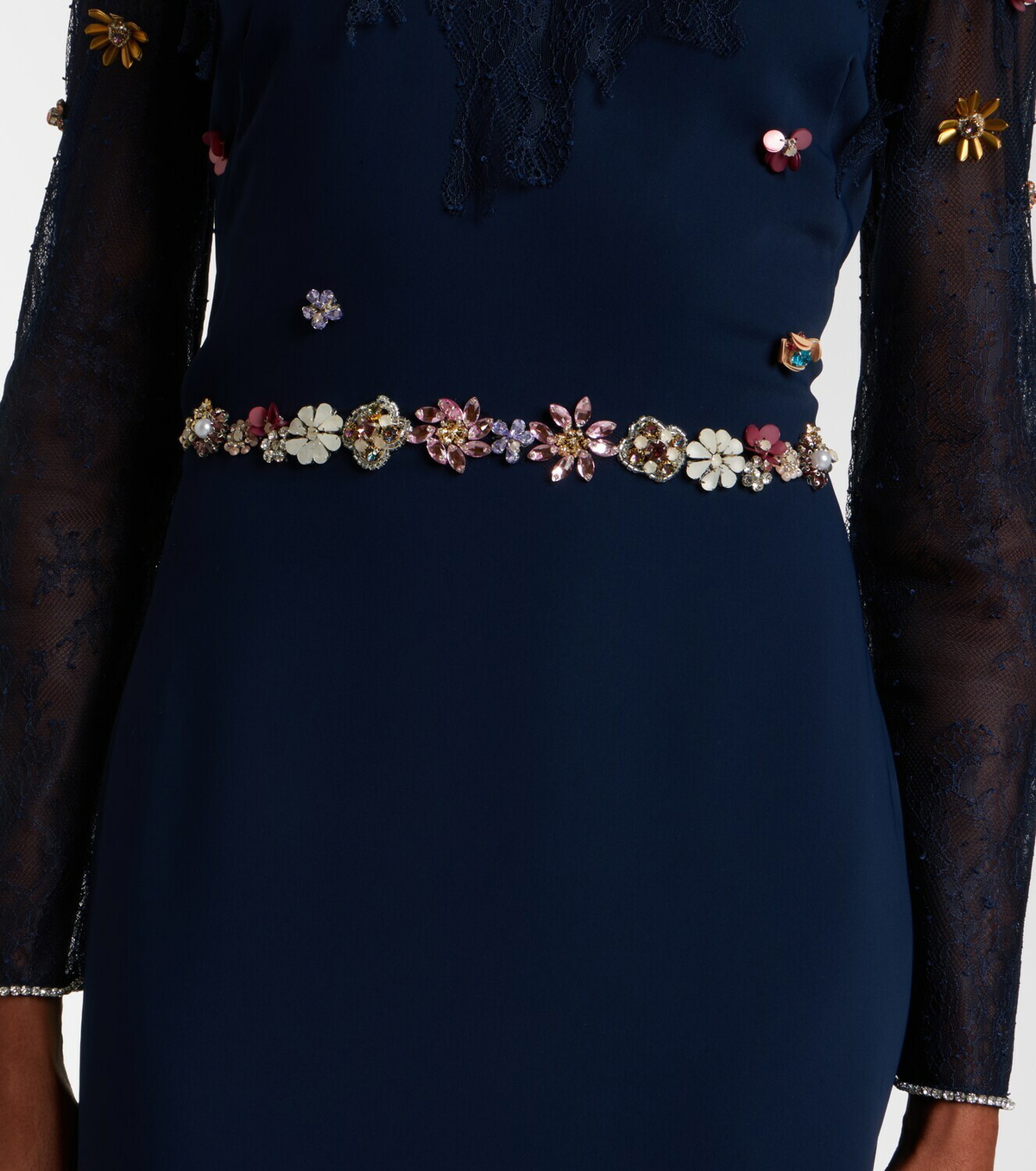 Costarellos Embellished lace-trimmed gown
