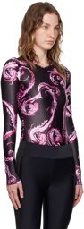 Versace Jeans Couture Black & Pink Chromo Couture Bodysuit
