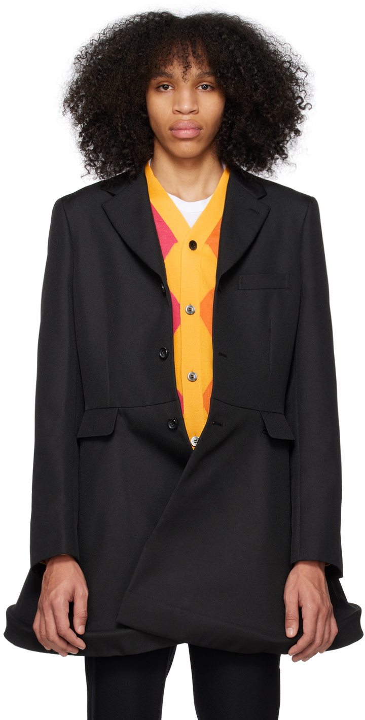 Comme des Garçons Homme Plus Black Padded Shoulder Blazer