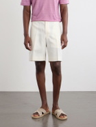 Zegna - Straight-Leg Pleated Linen Drawstring Shorts - White