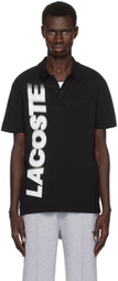 Lacoste Black Regular Fit 'Lacoste' Movement Printed Polo
