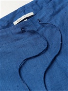 11.11/eleven eleven - Straight-Leg Indigo-Dyed Slub Cotton Drawstring Trousers - Blue