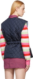 GANNI Navy Recycled Ripstop Quilt Vest