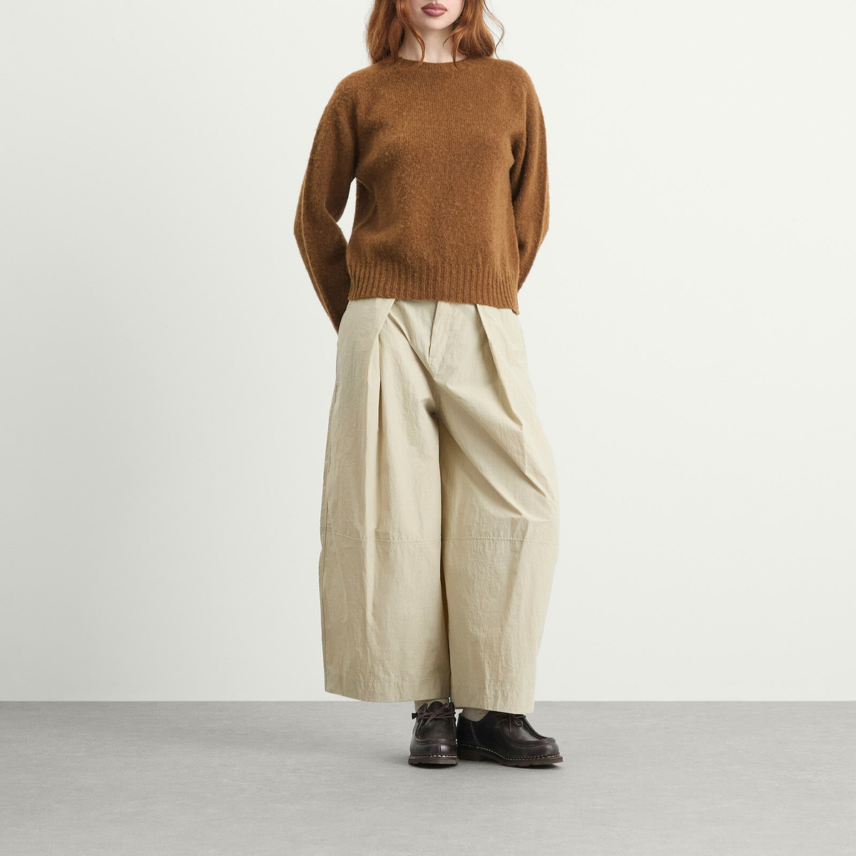 YMC Women's Jets Crew Knit Jumper in Brown