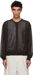 AMOMENTO Brown Sheer Round Cardigan
