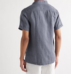 Onia - William Embroidered Linen and Cotton-Blend Polo Shirt - Blue