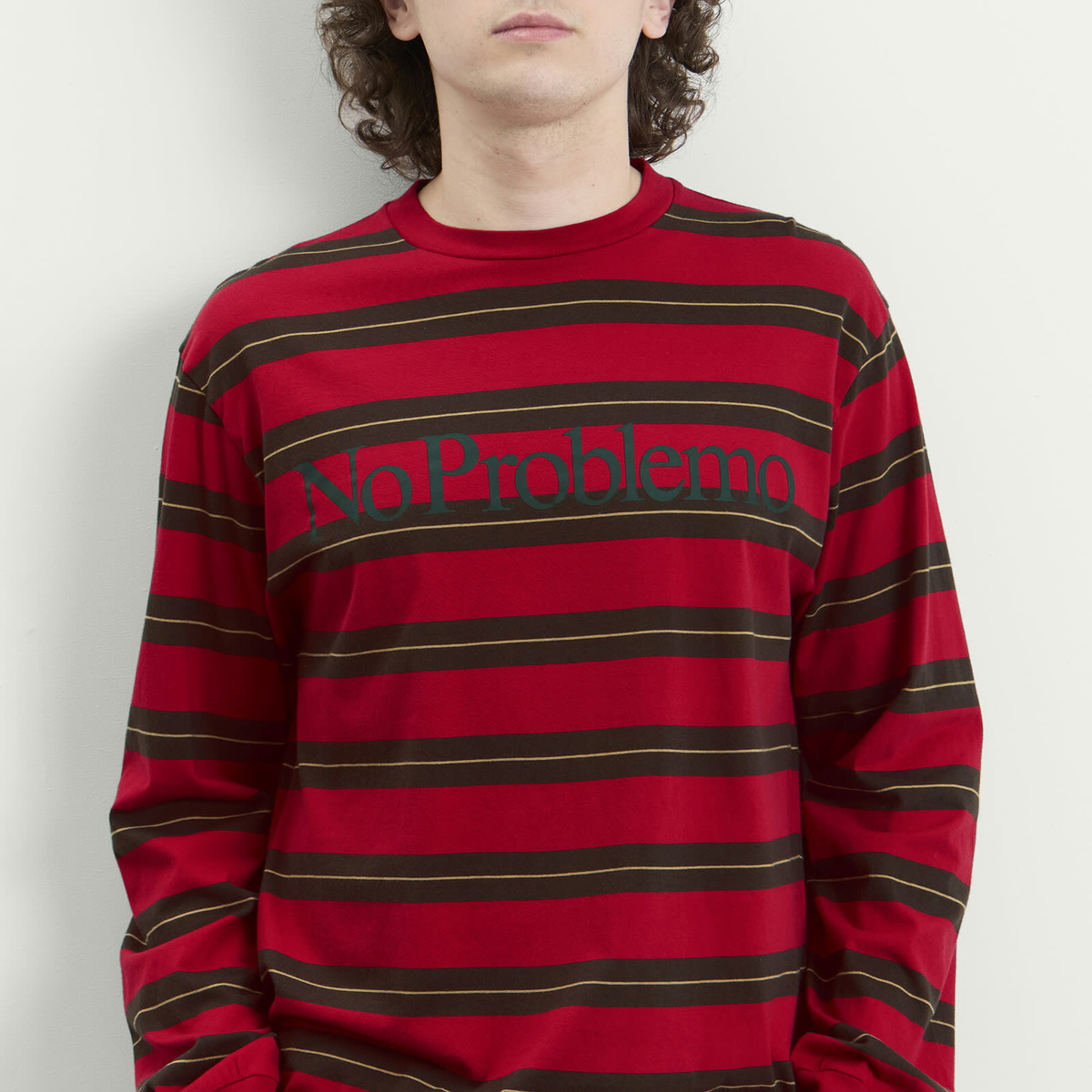 No Problemo Men's Striped LS T-Shirt in Red