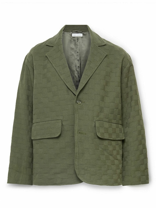 Photo: GENERAL ADMISSION - Checked Cotton-Twill Jacquard Suit Jacket - Green