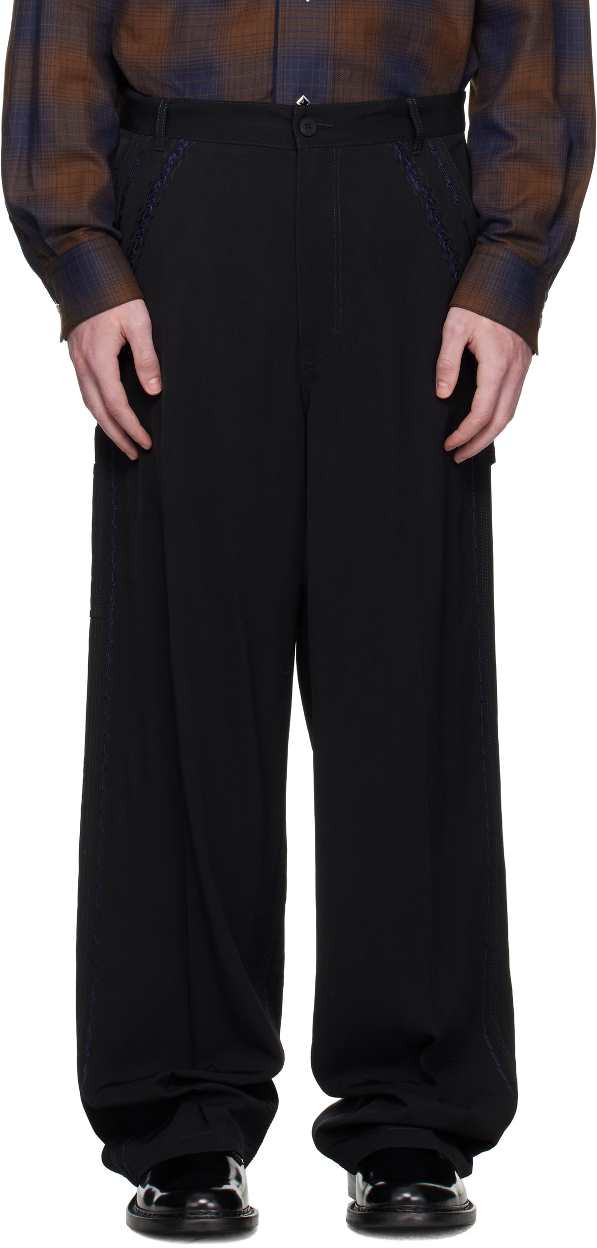 Toga Virilis Black Viscose Twill Trousers