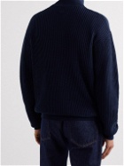 Bellerose - Asil Ribbed Cotton Half-Zip Sweater - Blue