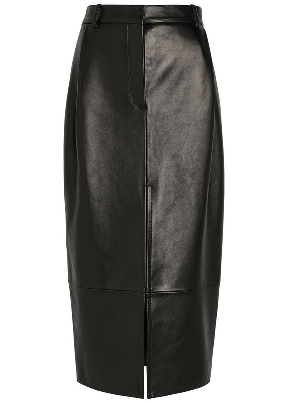Photo: Khaite Anden Leather Midi Skirt Black