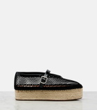 Alaïa Fishnet leather-trimmed espadrilles