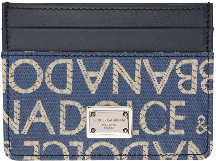 Photo: Dolce&Gabbana Navy Coated Jacquard Card Holder