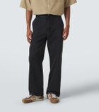 Loewe Leather-trimmed wide-leg jeans