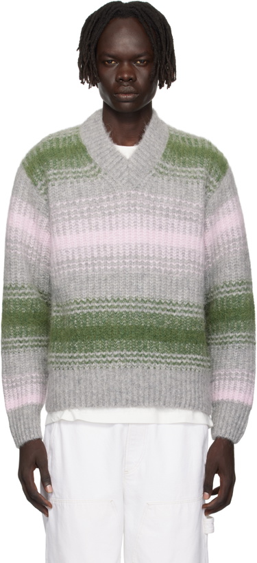 Photo: Kenzo Gray & Green Kenzo Paris 'KENZO Speed Stripe' Sweater