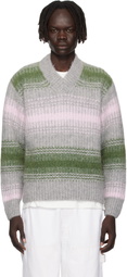 Kenzo Gray & Green Kenzo Paris 'KENZO Speed Stripe' Sweater