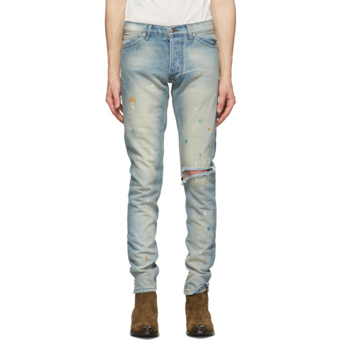 Photo: Rhude Blue Denim Paint Jeans