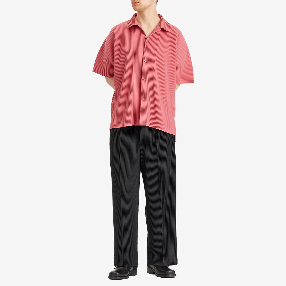 Homme Plissé Issey Miyake Men's Pleated Vacation Shirt in Dusky