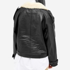 Meotine Women's Bobby Leather Jacket With Fur Collar in Black