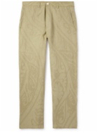 Kardo - Thomas Embroidered Cotton and Linen-Blend Trousers - Neutrals