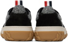 Thom Browne Black & White Donegal Tweed Letterman Sneakers