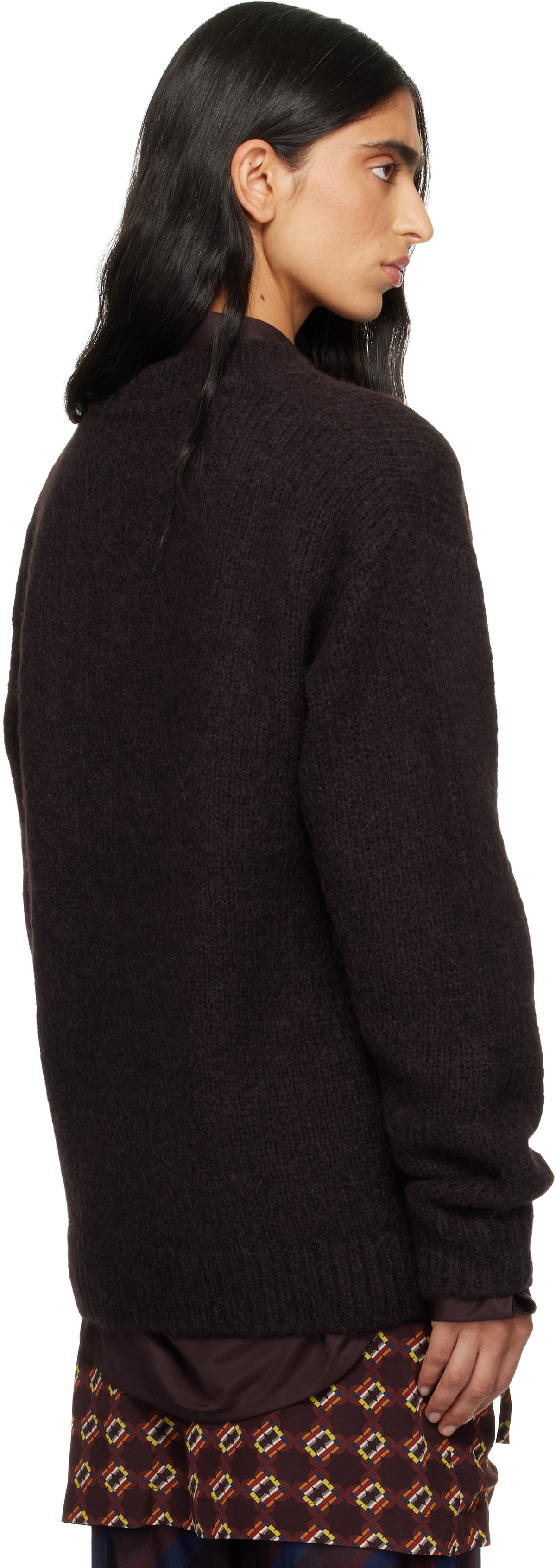 Dries Van Noten Brown Alpaca Cardigan