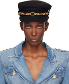 Balmain Black Brandebourg Wool Cap