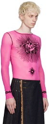 Jean Paul Gaultier Pink Flocked Long Sleeve T-Shirt