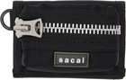 sacai Black Pocket Trifold Wallet