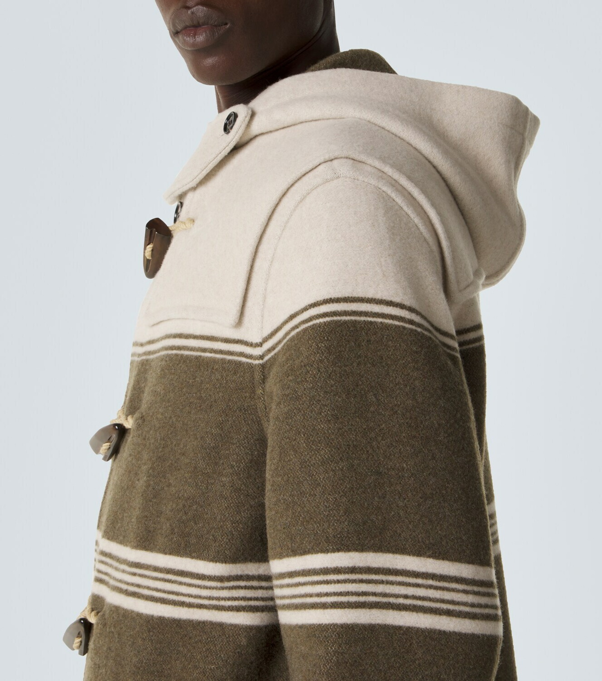 Burberry Striped wool and cotton-blend duffel coat