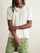 Alanui - Logo-Embroidered Fringed Linen-Jersey T-Shirt - Neutrals