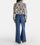 Valentino Cotton chambray wide-leg pants