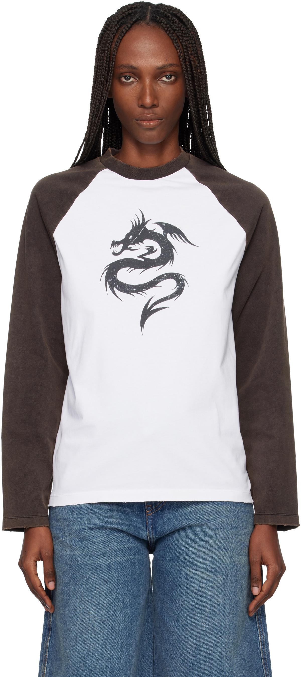 Coperni White & Black Dragon Long Sleeve T-shirt