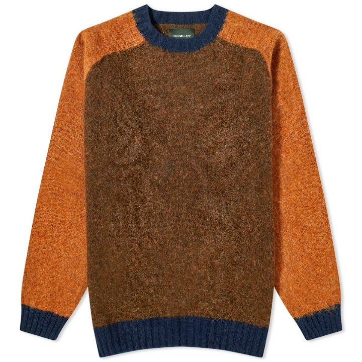 Photo: Howlin by Morrison Men's Howlin' Megatron Man Colour Block Crew Knit in Brownish