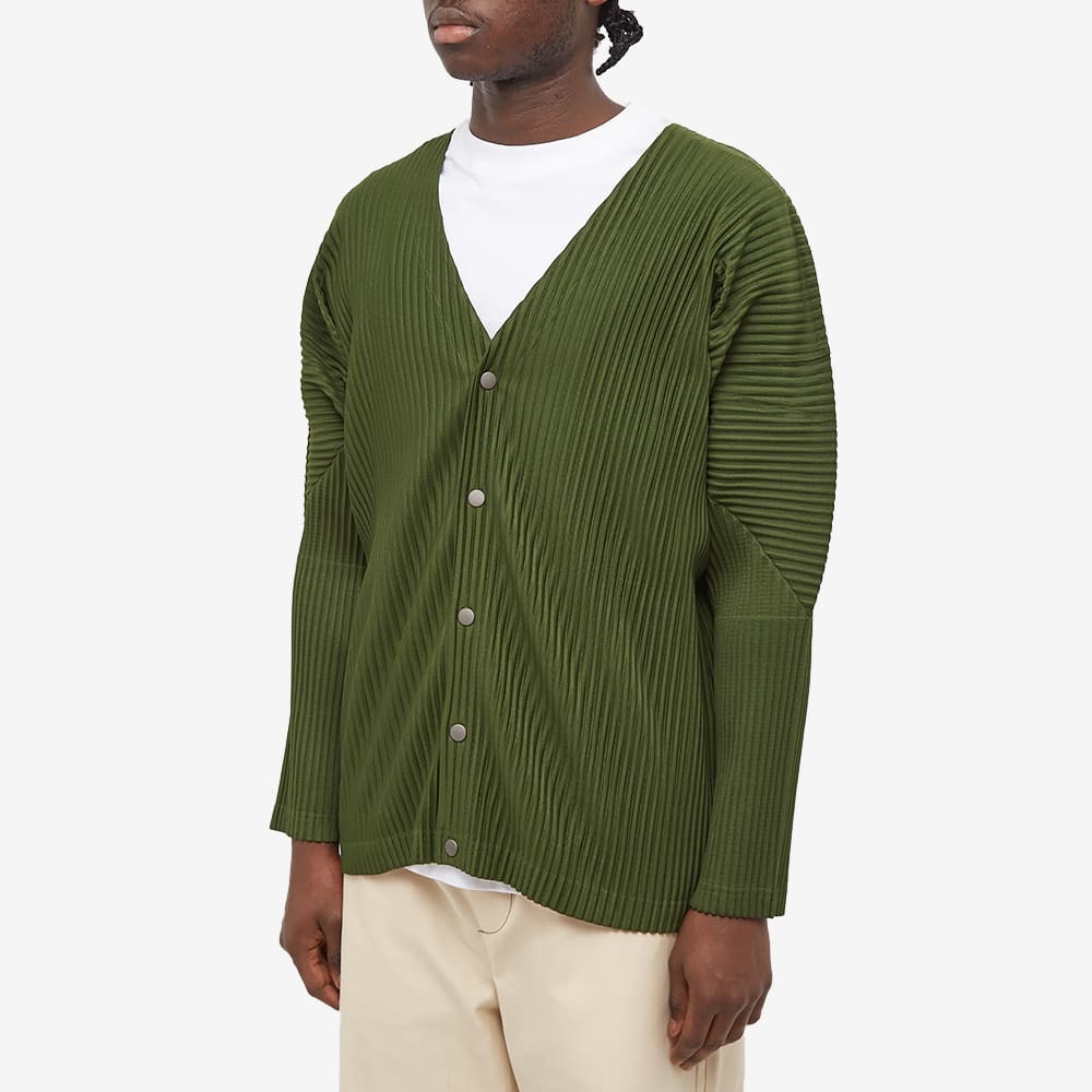 Homme Plissé Issey Miyake Men's Pleated Cardigan in Dark Olive